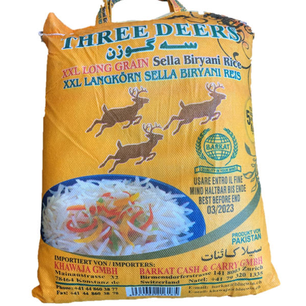 Three Deers XXL Sella Long Grain Rice 20x1kg