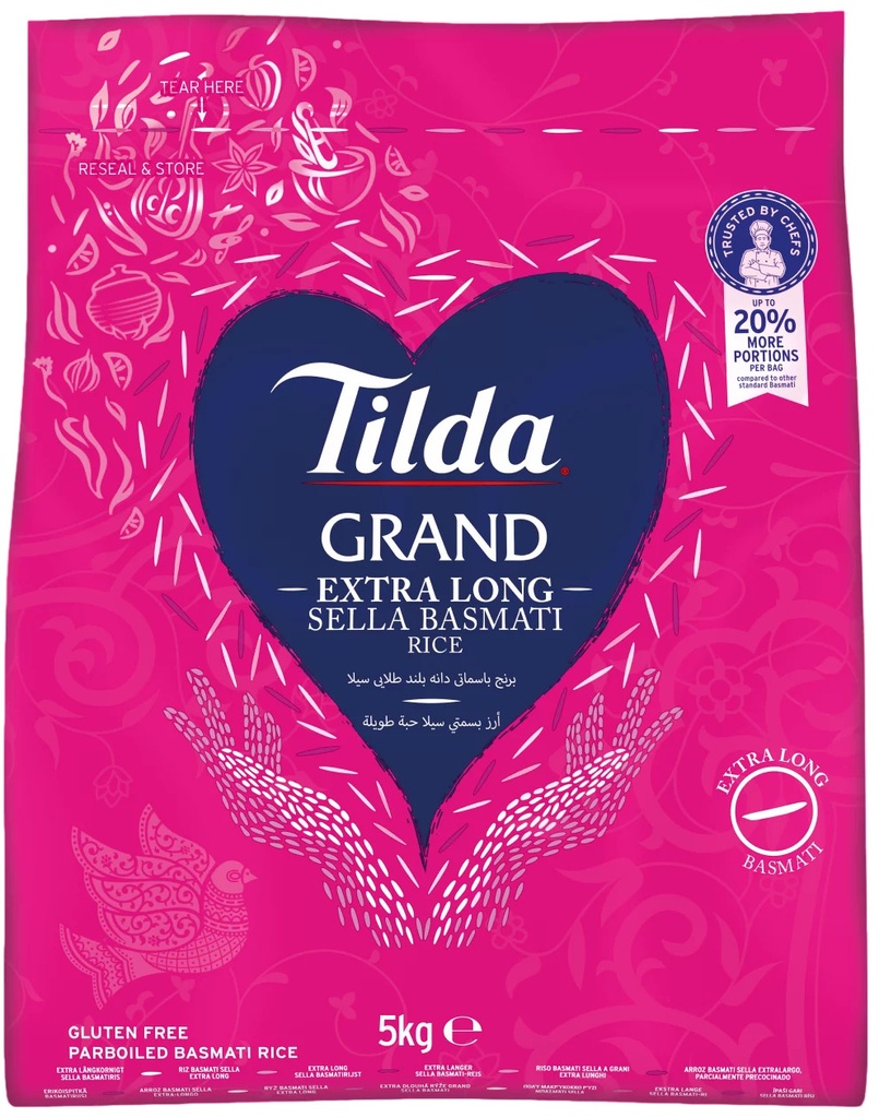Tilda Grand Extra Long Sella Basmati Rice 5KG