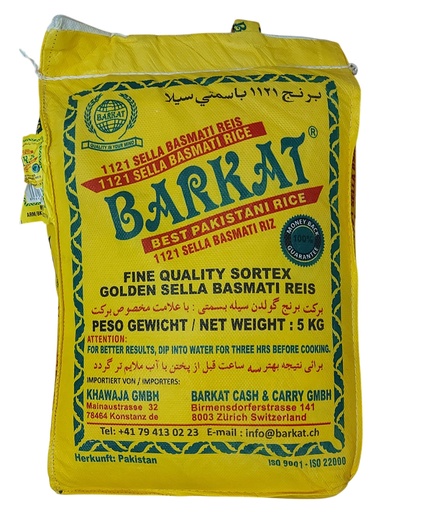 BARKAT 1121 Sella Basmati Rice 4x5Kg